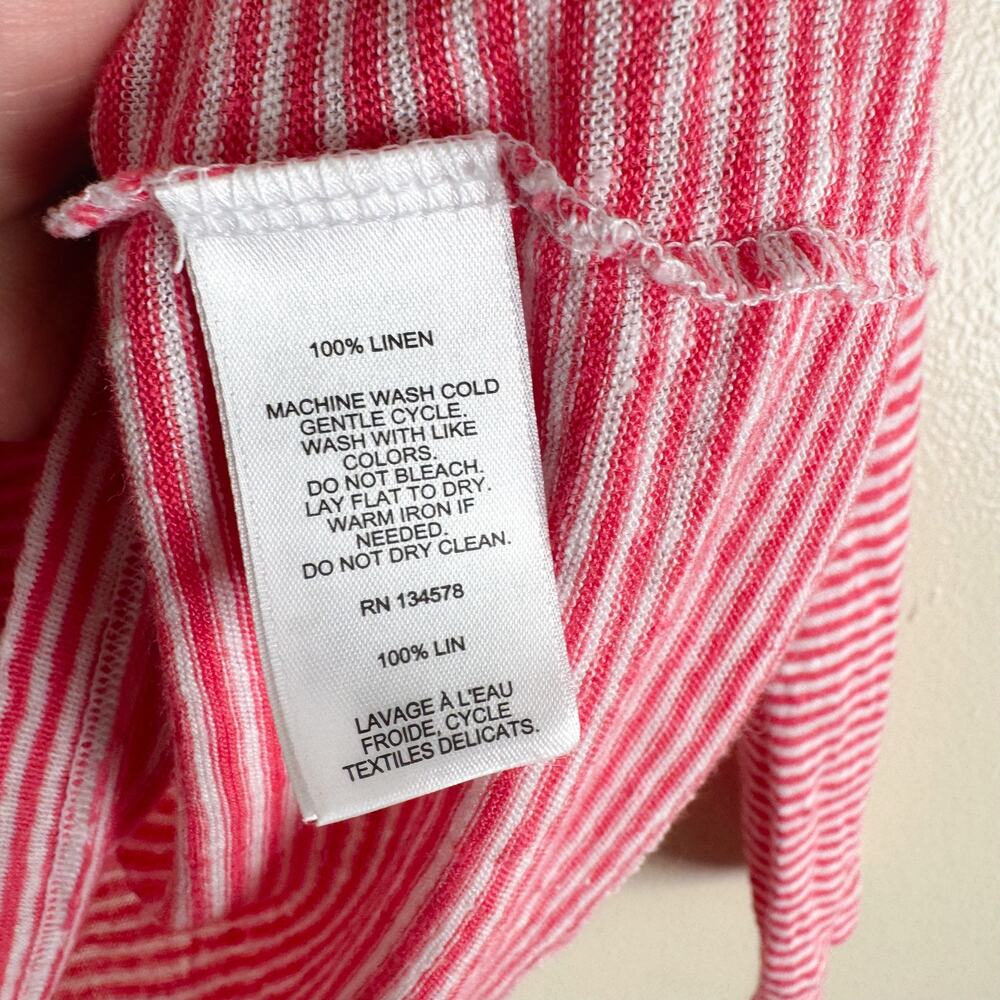 Vineyard Vines Red + White Striped V Neck Long Sleeve Blouse Medium - Picture 4 of 7
